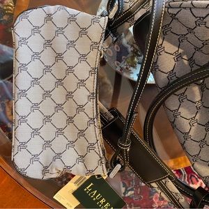 Ralph Lauren small signature purse with black leather trim.